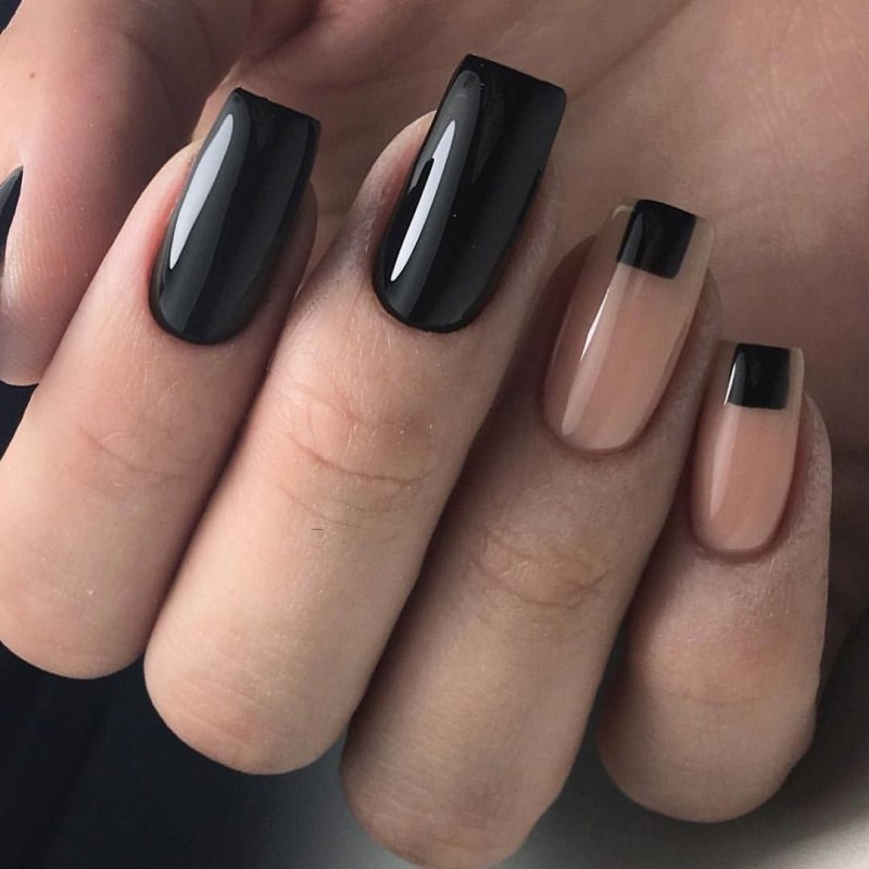 Чёрные ногти короткие квадратные