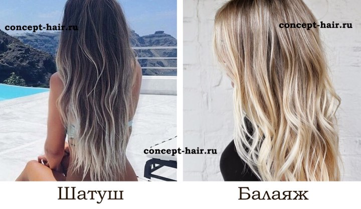 Шатуш балаяж мелирование отличия