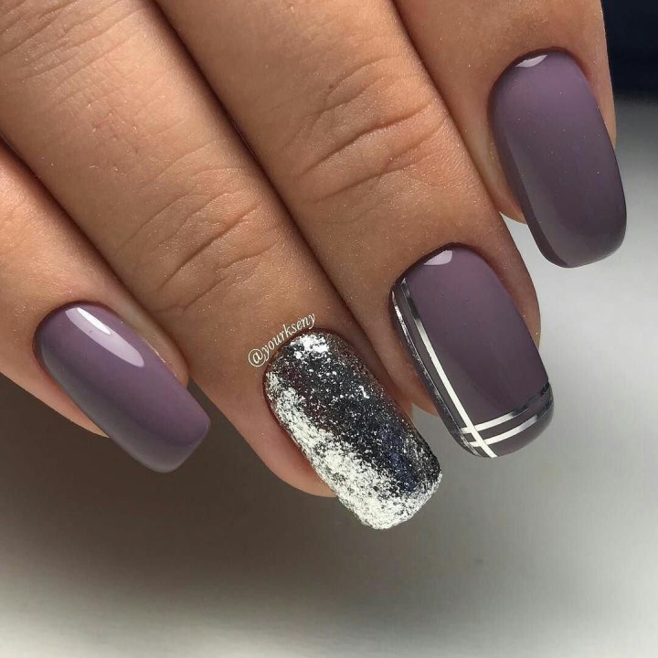 Серофиооетовый маникюр