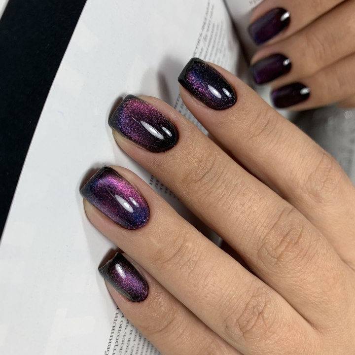 Маникюр шеллак кошачий глаз